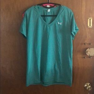 Green stripe under armor workout top
